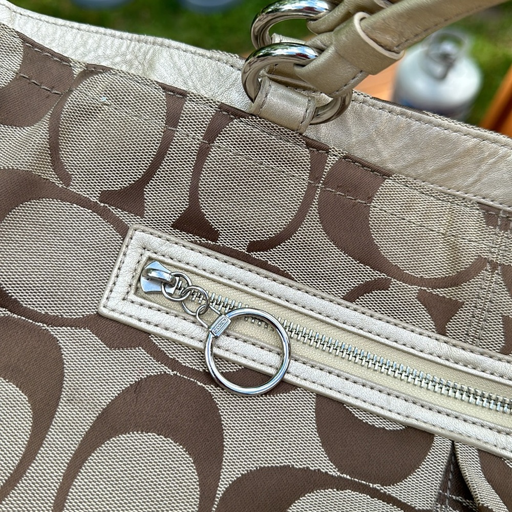 COACH Gabby Signature Large Carryall Tote Bag with Leather Trim - Picture 8 of 15